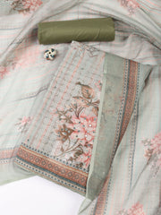 Floral Printed Linen Unstitched Suit With Dupatta