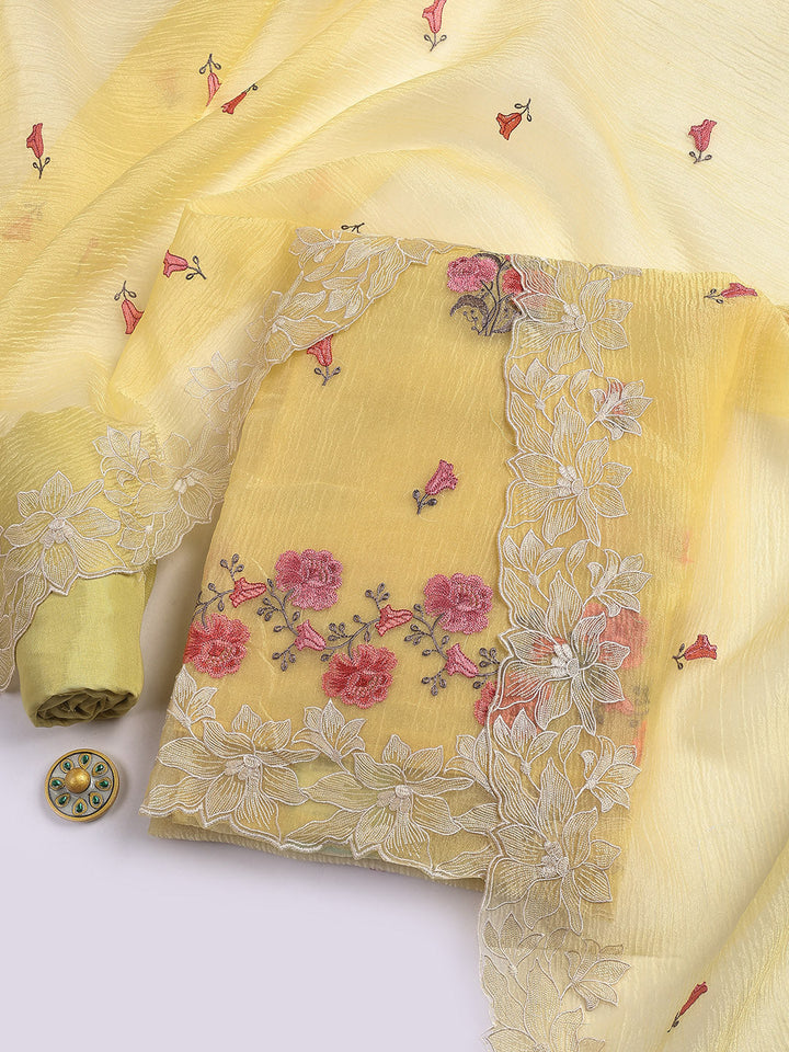 Embroidery Tissue Unstitched Suit With Dupatta