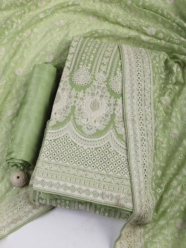 Embroidered Georgette Unstitched Suit Piece With Dupatta