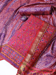 Printed Chanderi Unstitched Suit With Dupatta