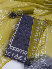 Printed Cotton Blend Unstitched Suit With Dupatta