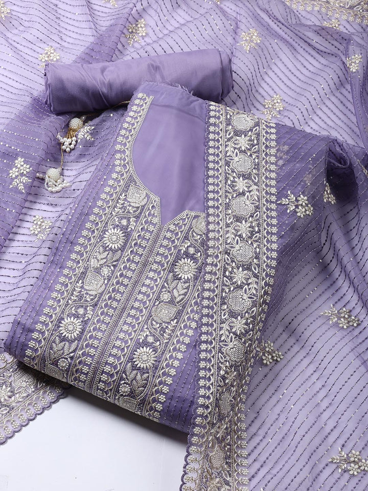 Embroidered Organza Unstitched Suit Piece With Dupatta