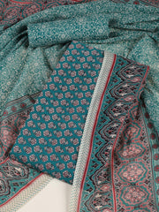 Printed Cotton Blend Unstitched Suit Piece With Dupatta