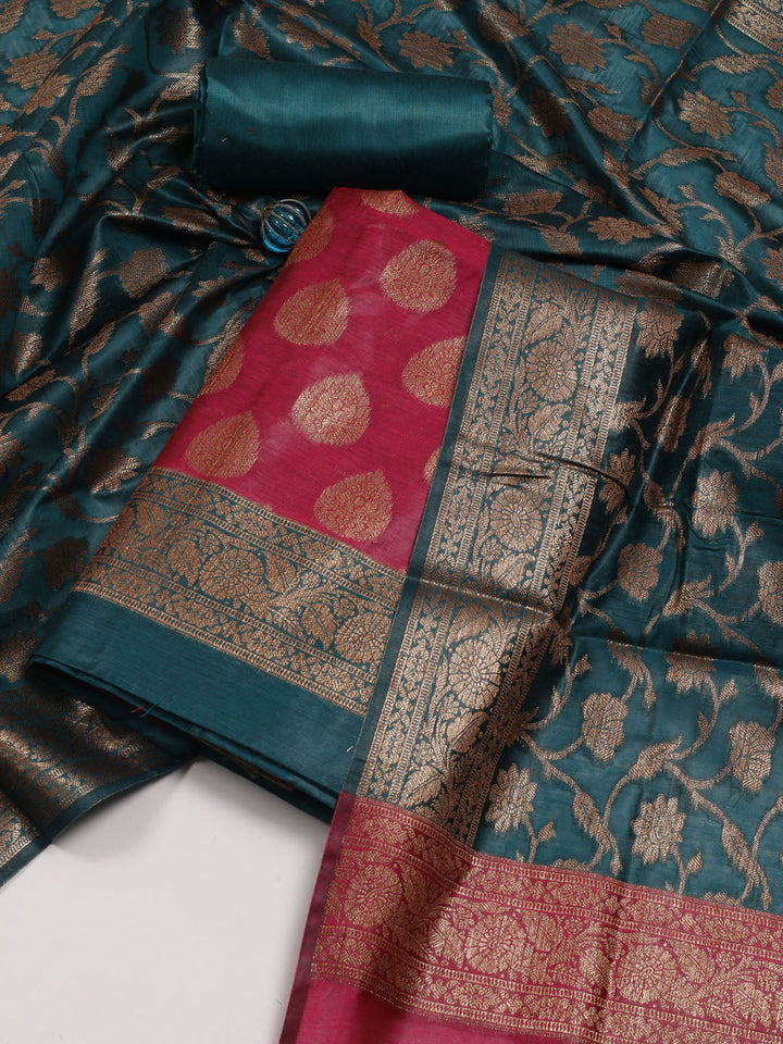 Banarasi Chanderi Unstitched Suit With Dupatta
