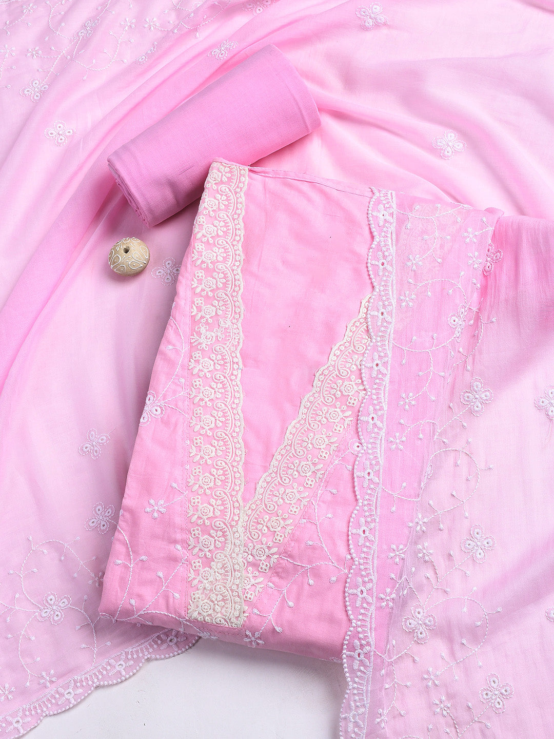 Neck Embroidery Cotton Unstitched Suit With Dupatta