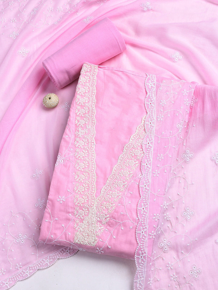 Neck Embroidery Cotton Unstitched Suit With Dupatta