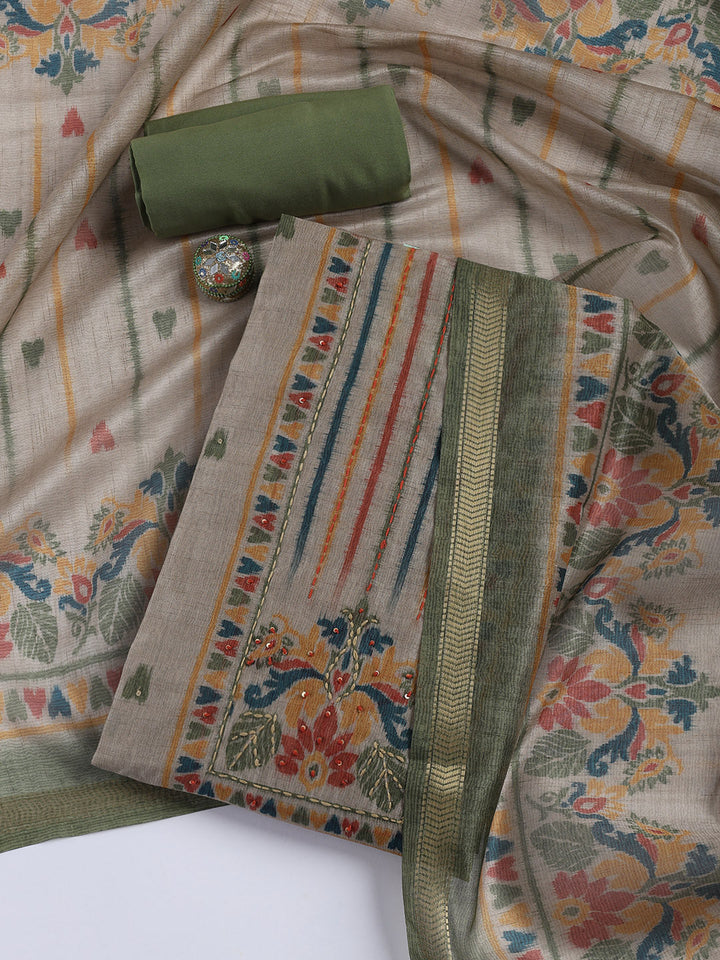 Woven Chanderi Unstitched Suit With Dupatta
