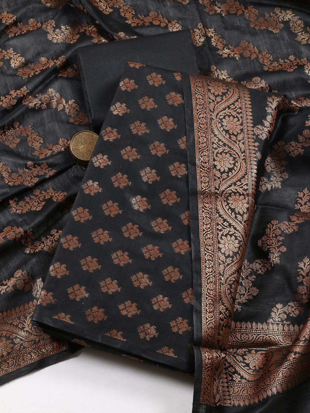 Woven Chanderi Unstitched Suit Piece With Dupatta