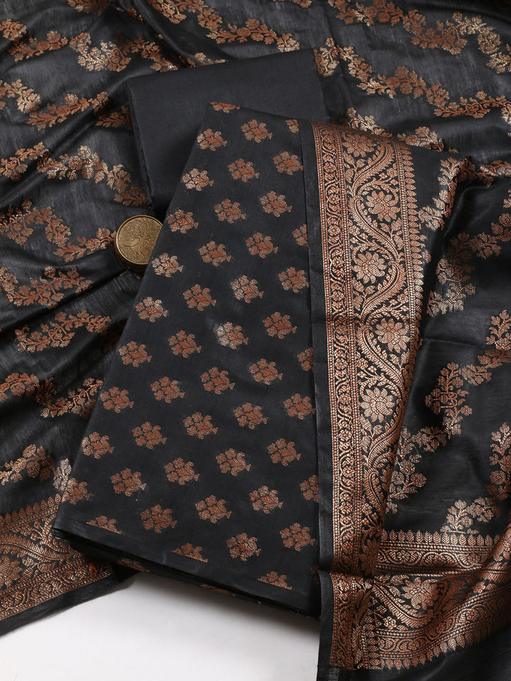 Woven Chanderi Unstitched Suit Piece With Dupatta