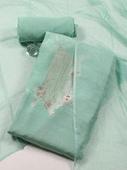 Woven Work Chanderi Unstitched Suit With Dupatta