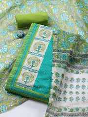 Printed Cotton Blend Unstitched Suit Piece With Dupatta