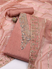 Neck Embroidered Tissue Unstitched Suit With Dupatta