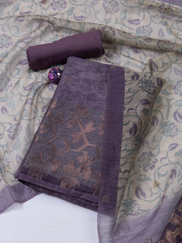 Woven Tissue Unstitched Suit With Dupatta