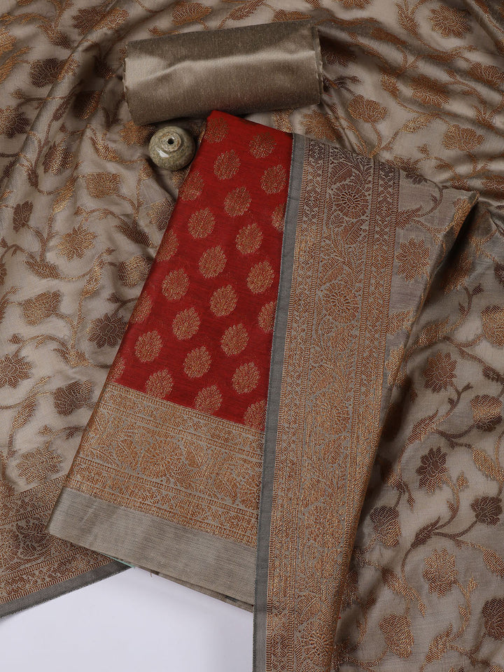 Banarasi Chanderi Unstitched Suit With Dupatta