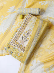 Neck Work Cotton Blend Unstitched Suit With Dupatta