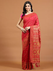 Zari Border Booti Art Silk Woven Saree