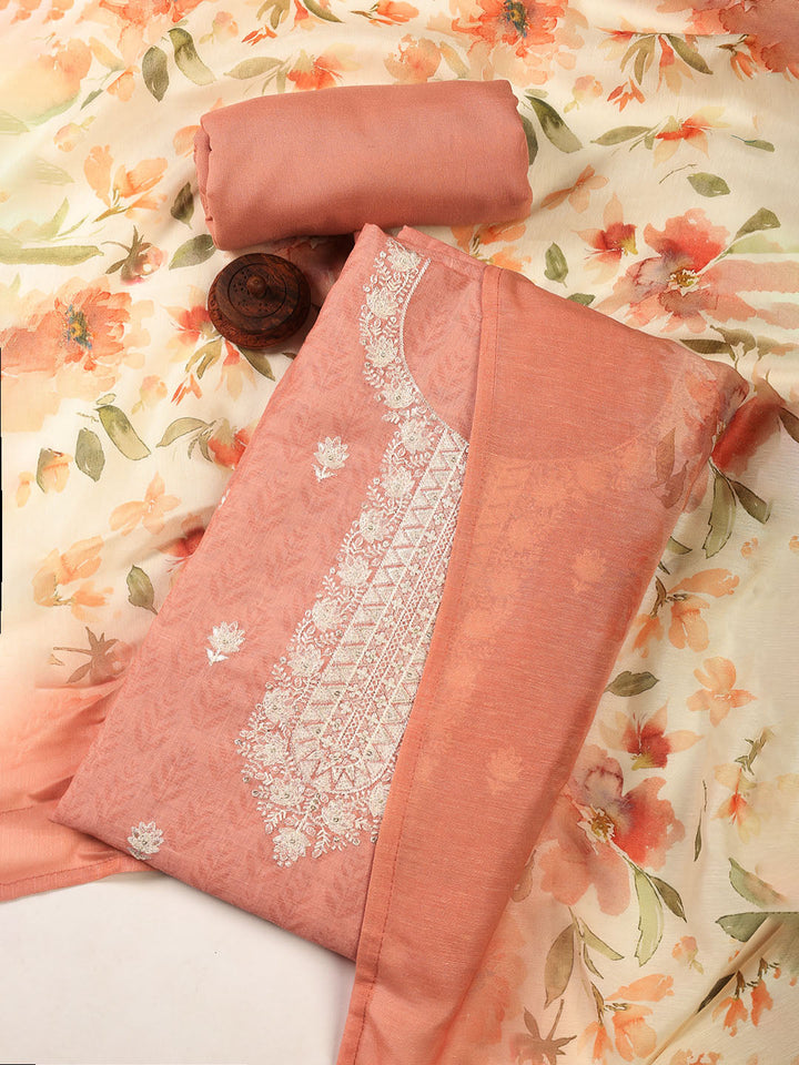 Printed Linen Unstitched Suit Piece With Dupatta