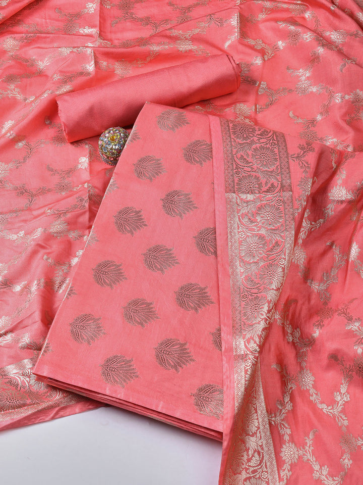 Woven Chanderi Unstitched Suit With Dupatta