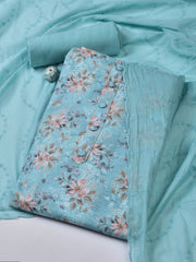 Printed Cotton Blend Unstitched Suit With Dupatta