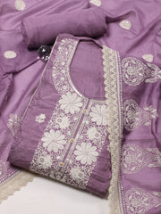 Neck Embroidered Muslin Unstitched Suit With Dupatta