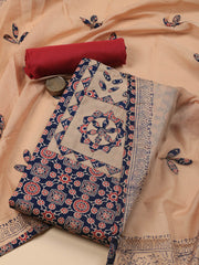 Printed Cotton Blend Unstitched Suit With Dupatta