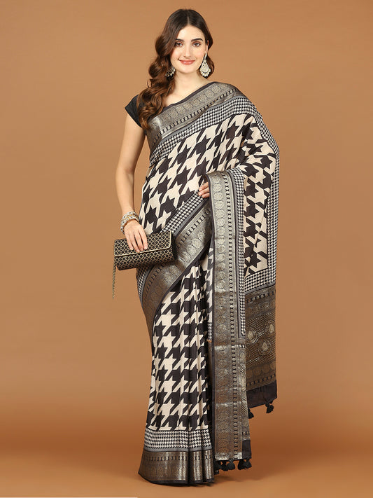 Abstract Print Art Silk Handloom Saree