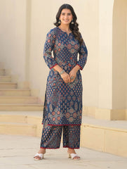 Printed Cotton Blend Kurta With Pants