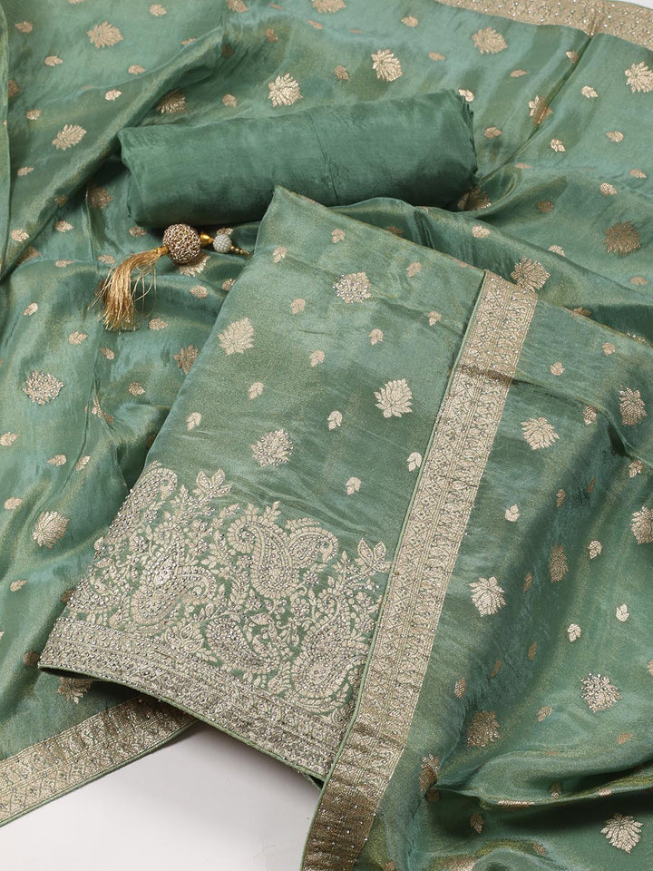 Woven Handloom Unstitched Suit Piece With Dupatta