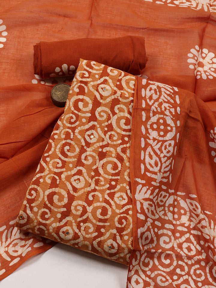 Printed Cotton Blend Unstitched Suit With Dupatta