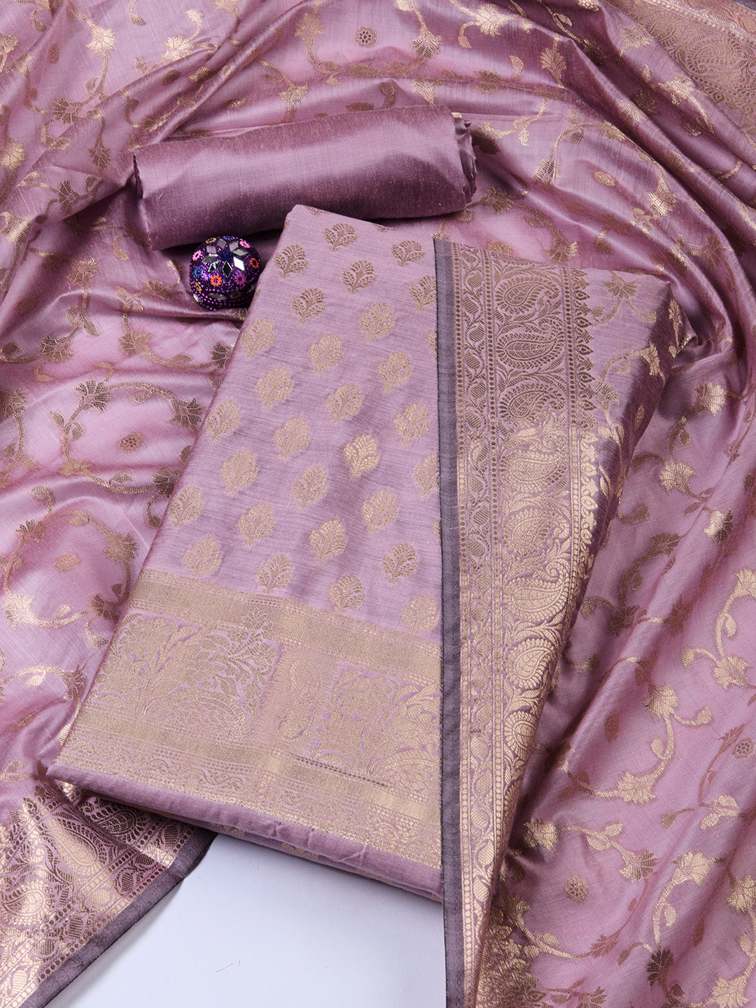 Woven Chanderi Unstitched Suit With Dupatta