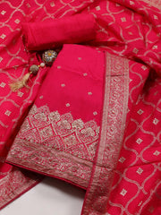 Woven Art Silk Unstitched Suit Piece With Dupatta