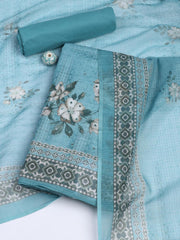 Floral Printed Linen Unstitched Suit With Dupatta