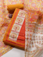 Printed Cotton Blend Unstitched Suit Piece With Dupatta