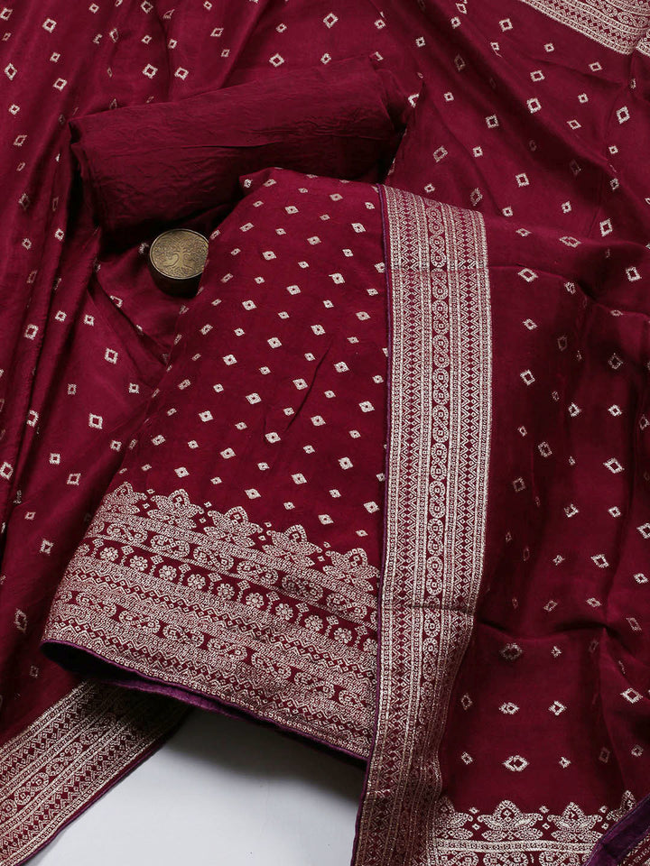 Woven Chanderi Unstitched Suit Piece With Dupatta