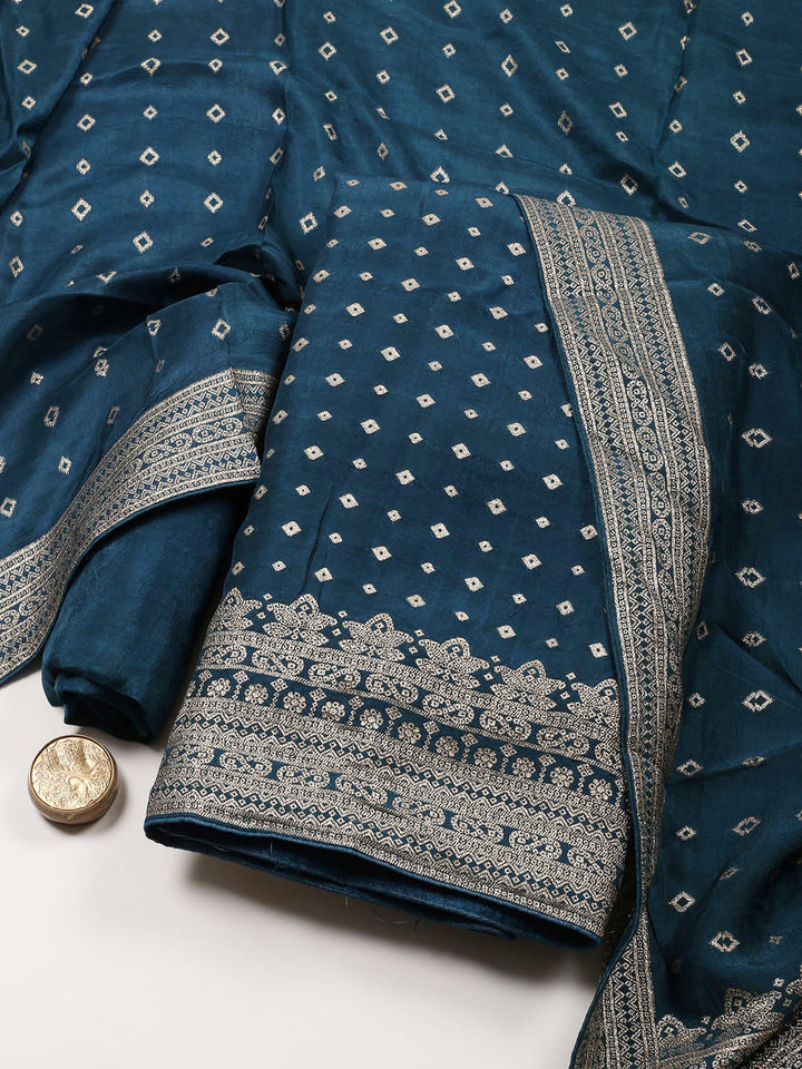Woven Chanderi Unstitched Suit Piece With Dupatta