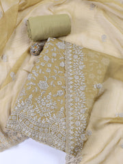 Neck Embroidered Tissue Unstitched Suit With Dupatta