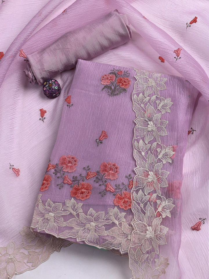 Embroidery Tissue Unstitched Suit With Dupatta