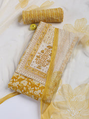 Printed Cotton Blend Unstitched Suit With Dupatta
