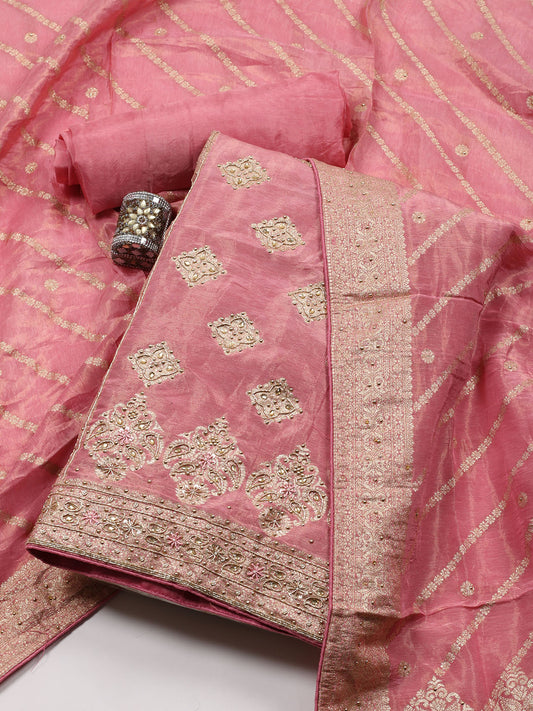 Woven Tissue Unstitched Suit With Dupatta