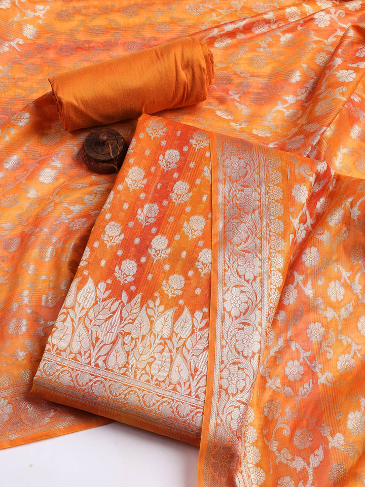 Woven Chanderi Unstitched Suit With Dupatta