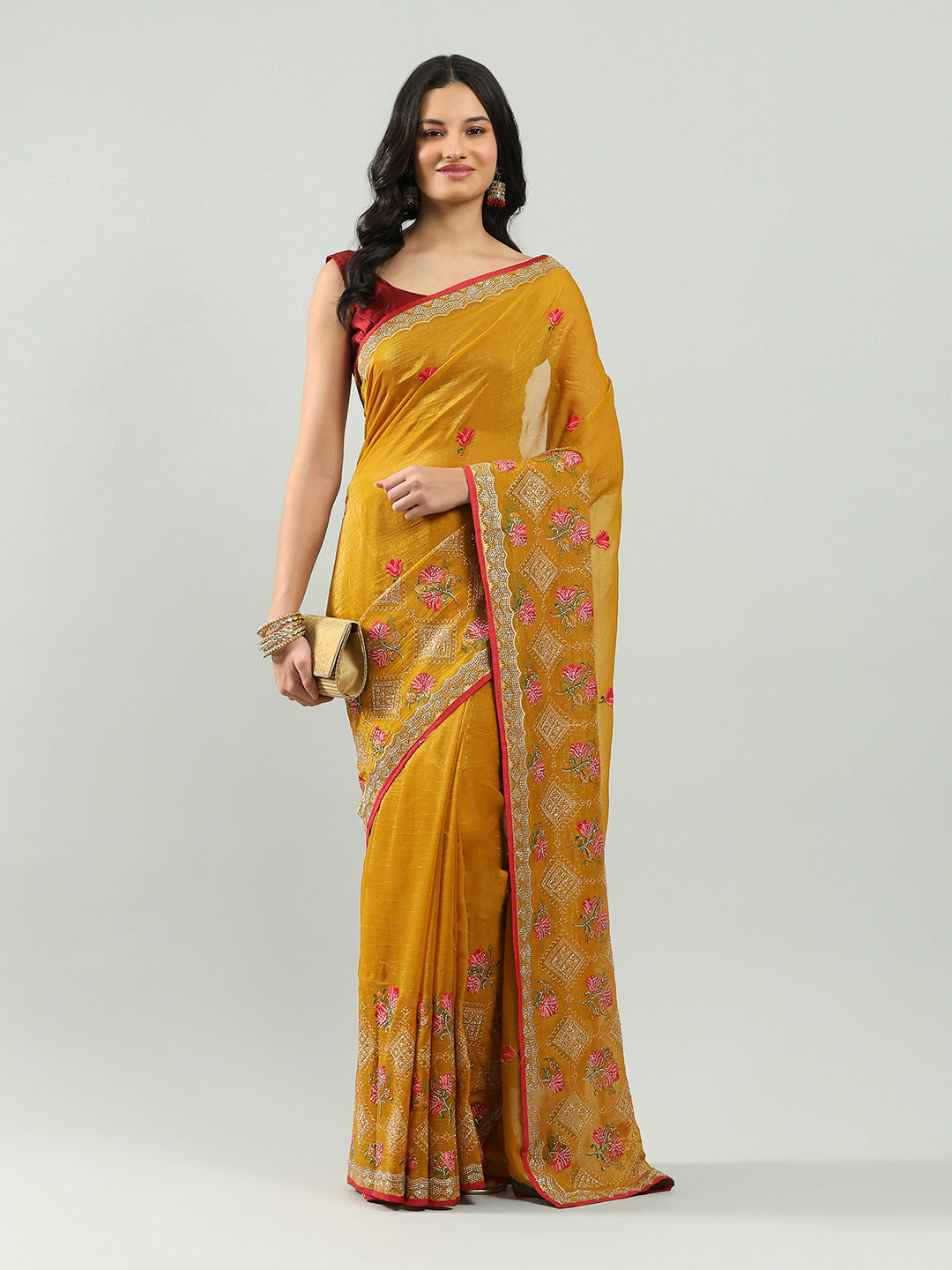 Embroidery Border Organza Saree