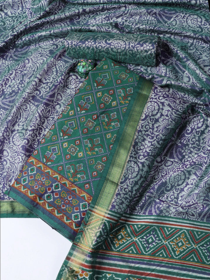 Printed Chanderi Unstitched Suit With Dupatta