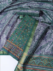 Printed Chanderi Unstitched Suit With Dupatta