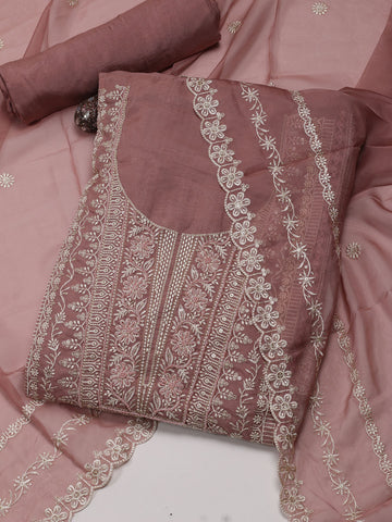 All Over Embroidered Organza Unstitched Suit With Dupatta