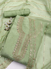 Neck Embroidered Tissue Unstitched Suit With Dupatta