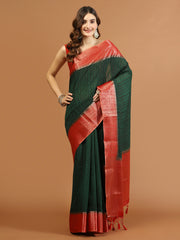 Plain Zari Border Art Handloom Woven Saree