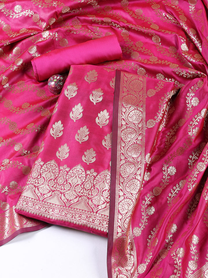 Woven Chanderi Unstitched Suit Piece With Dupatta