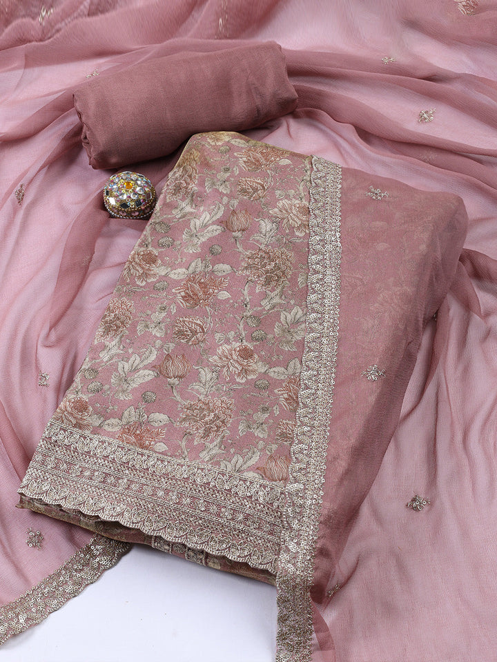 Neck Embroidered Tissue Unstitched Suit With Dupatta