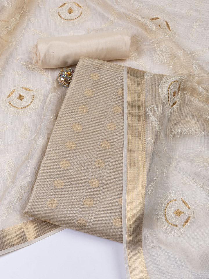 Plain Tissue Unstitched Suit Piece With Dupatta