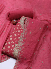 Neck Embroidered Cotton Blend Unstitched Suit With Dupatta